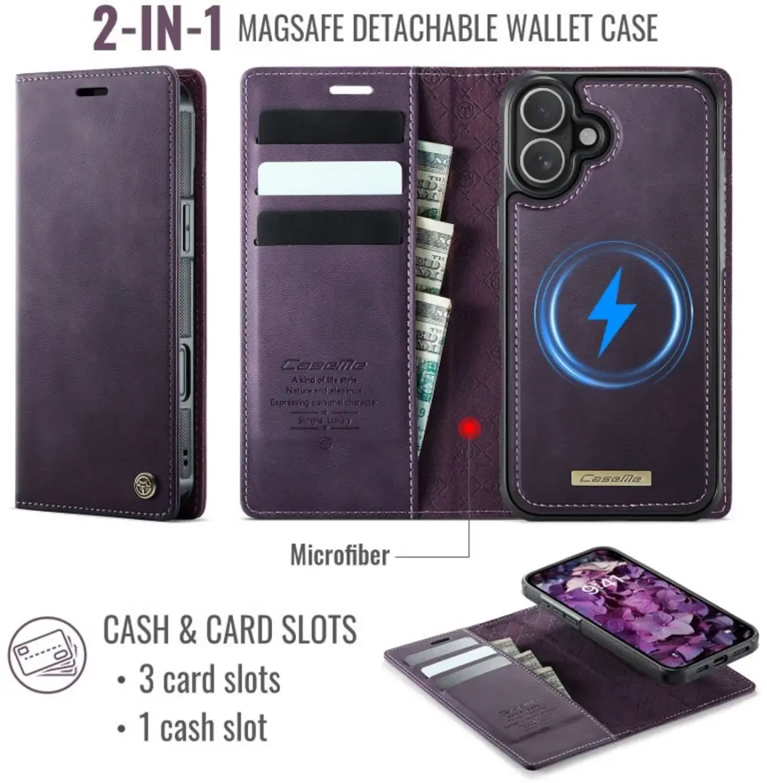 Caseme iPhone 17 Portemonneehoes - MagSafe Paars