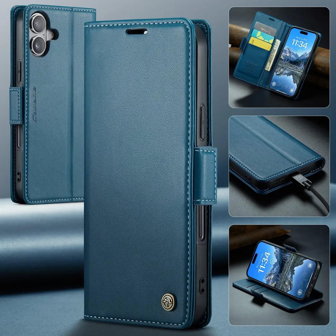 CaseMe 023 Wallet Book Hoesje - iPhone 17 - Blauw - afbeelding 6 van 6
