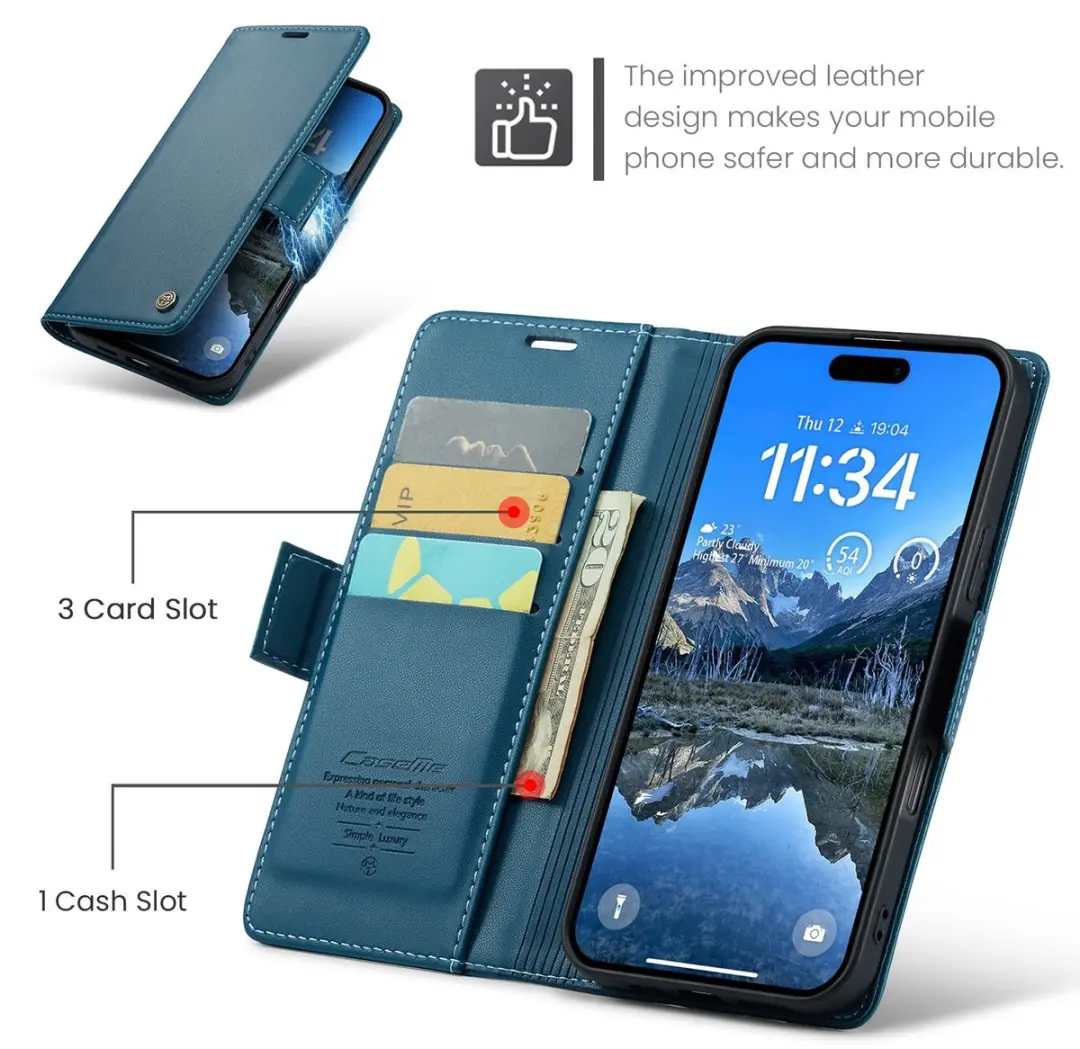 CaseMe 023 Wallet Book Hoesje - iPhone 17 - Blauw