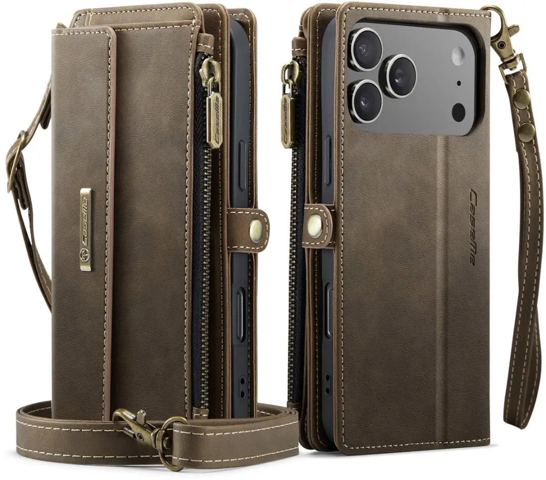 Caseme iPhone 17 Pro Hoesje Portemonnee - 9 Pasjes - Bruin