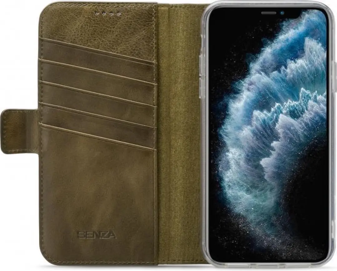 Senza Desire Bookcase Hoesje WALCS1087 - iPhone 11 Pro Max - 5 Pasjes - Burned Olive