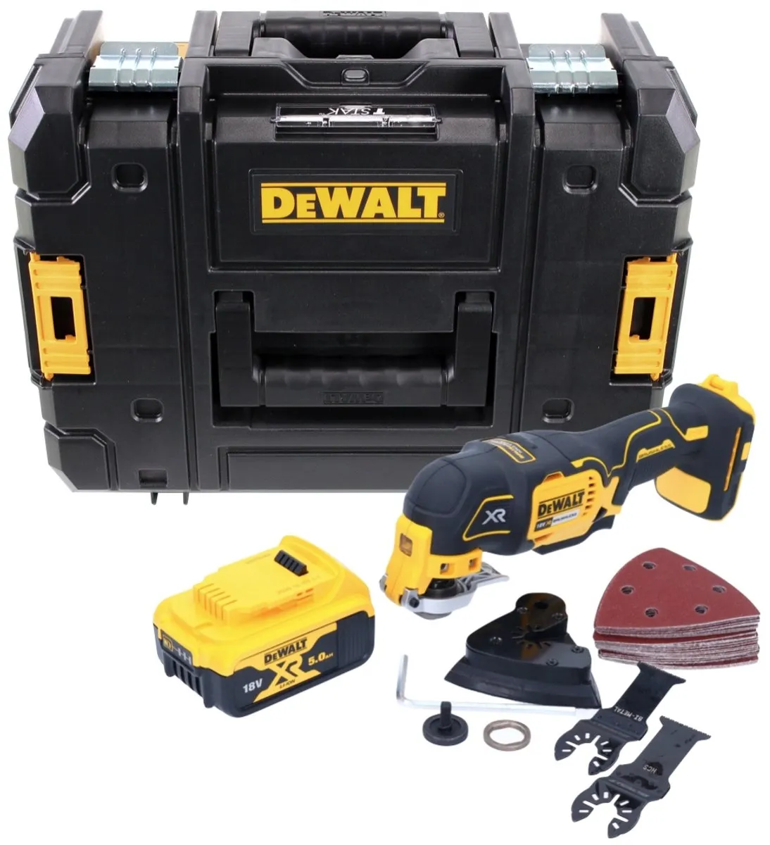 DeWalt DCS 355 NT Accu-Oscillator Multitool 18V - 5,0Ah - 9 Stuks - afbeelding 2 van 5