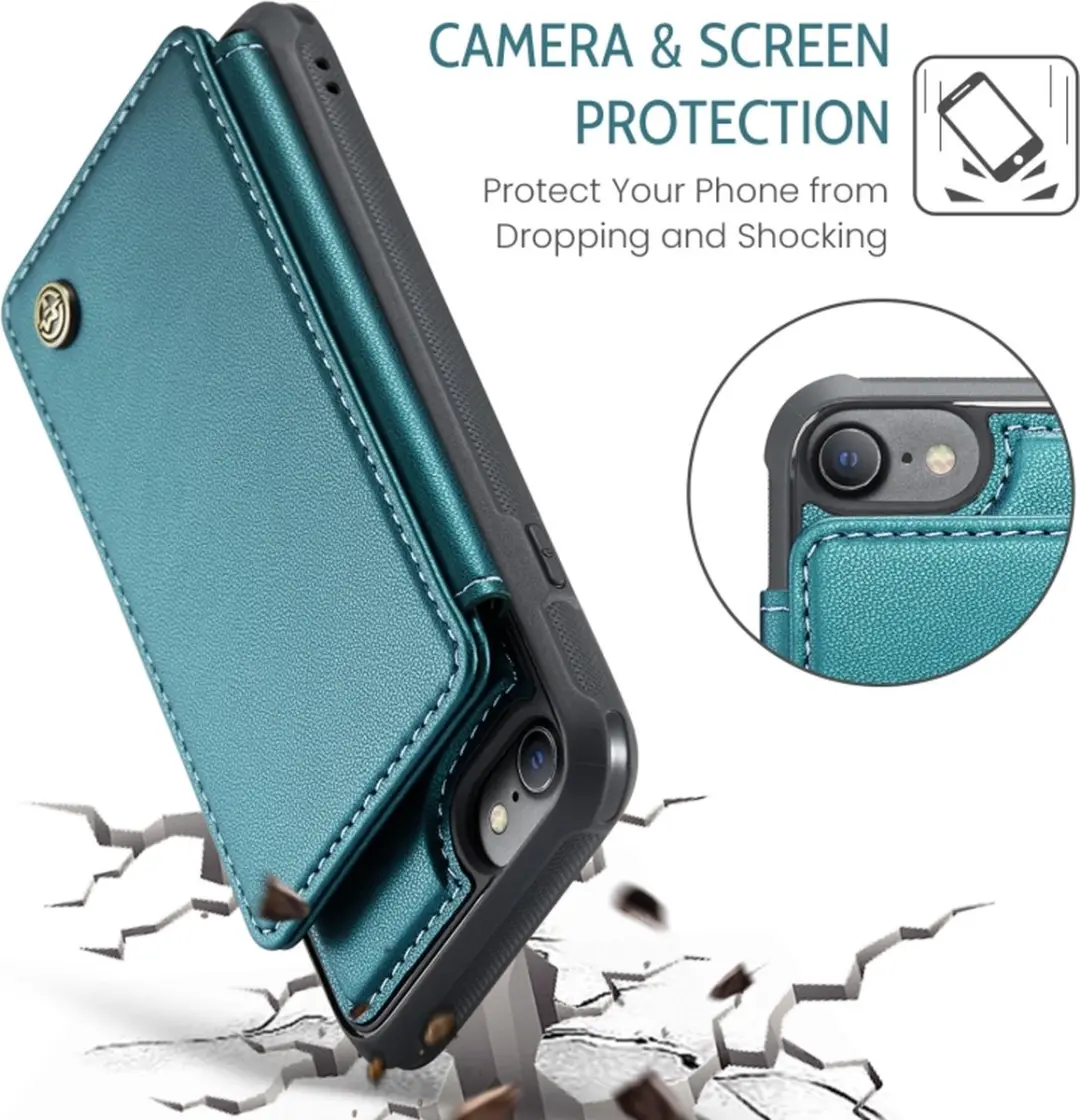 Caseme Luxe Portemonnee Backcover iPhone 7/8/SE - Anti-RFID Groen