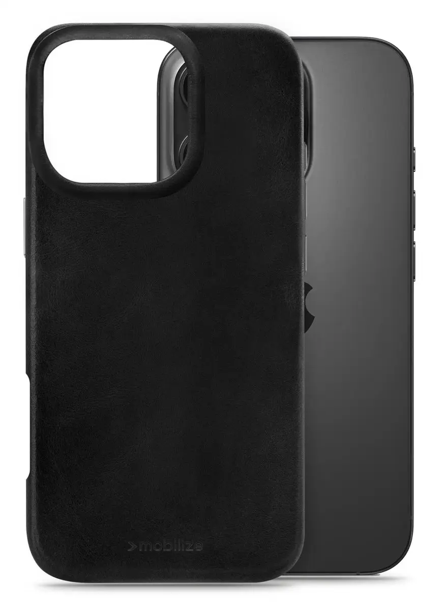 Mobilize iPhone 16 Pro Hoesje Echt Leer - Zwart MOB-MCPLCB-IPH16PRO