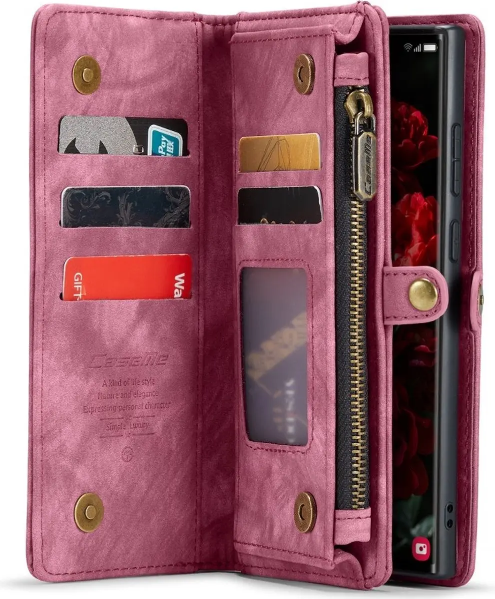 Caseme Samsung Galaxy S25 Ultra Hoes - Vintage Portemonnee 2-in-1 - Rood