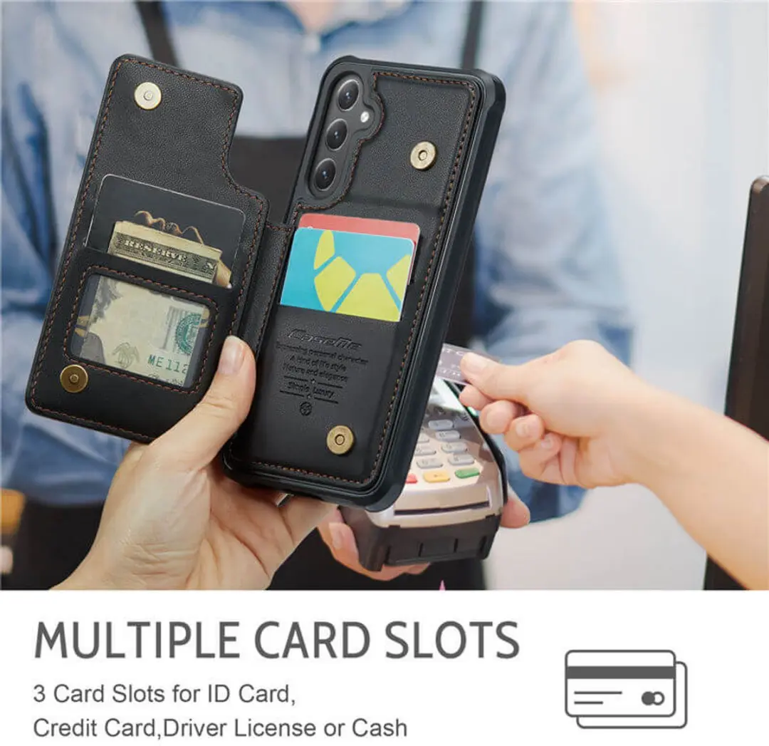 Caseme Luxe Portemonnee Backcover Galaxy S24 FE - Anti-RFID - 3 Pasjes - Zwart