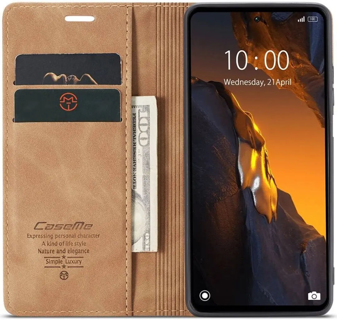 Caseme 013 Xiaomi Poco F5 5G Hoesje - 6 Pasjes - Bruin