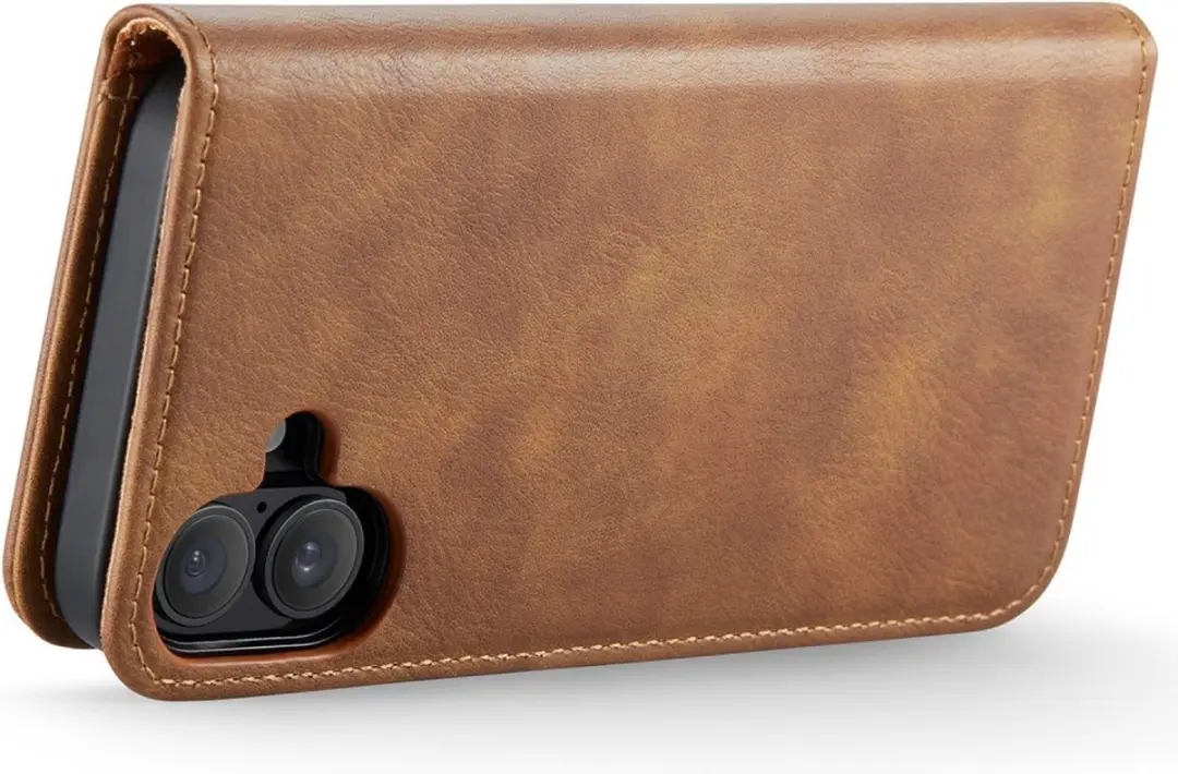 DG.MING iPhone 16 Plus Hoesje 2-in-1 Book Case - Bruin