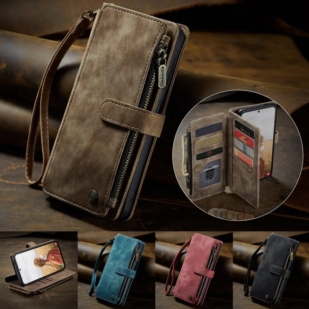 Caseme C30 Book Case Samsung Galaxy S24 FE - Hoesje met Portemonnee 10 Stuks - Bruin