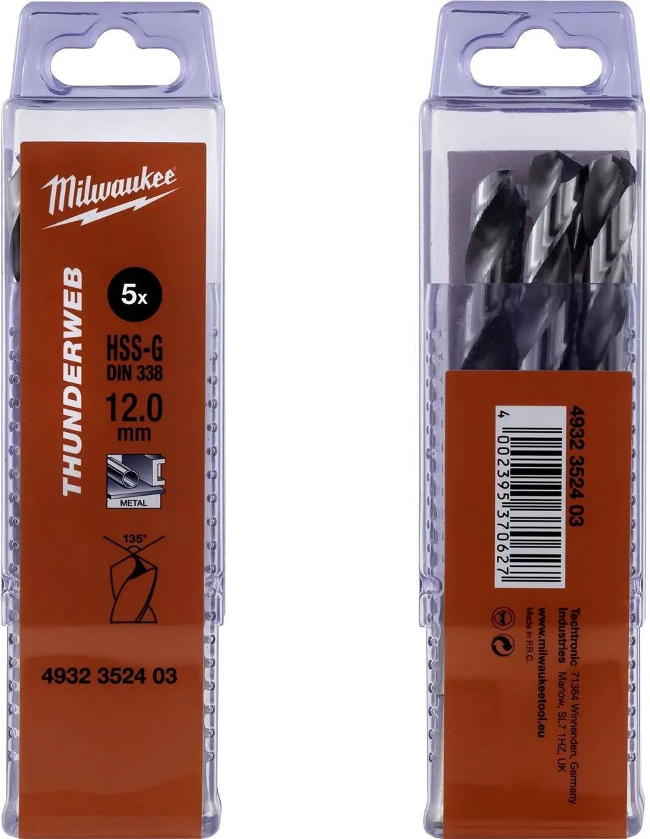 Milwaukee Thunderweb Metaalboren DIN 338 12mm - 5 Stuks