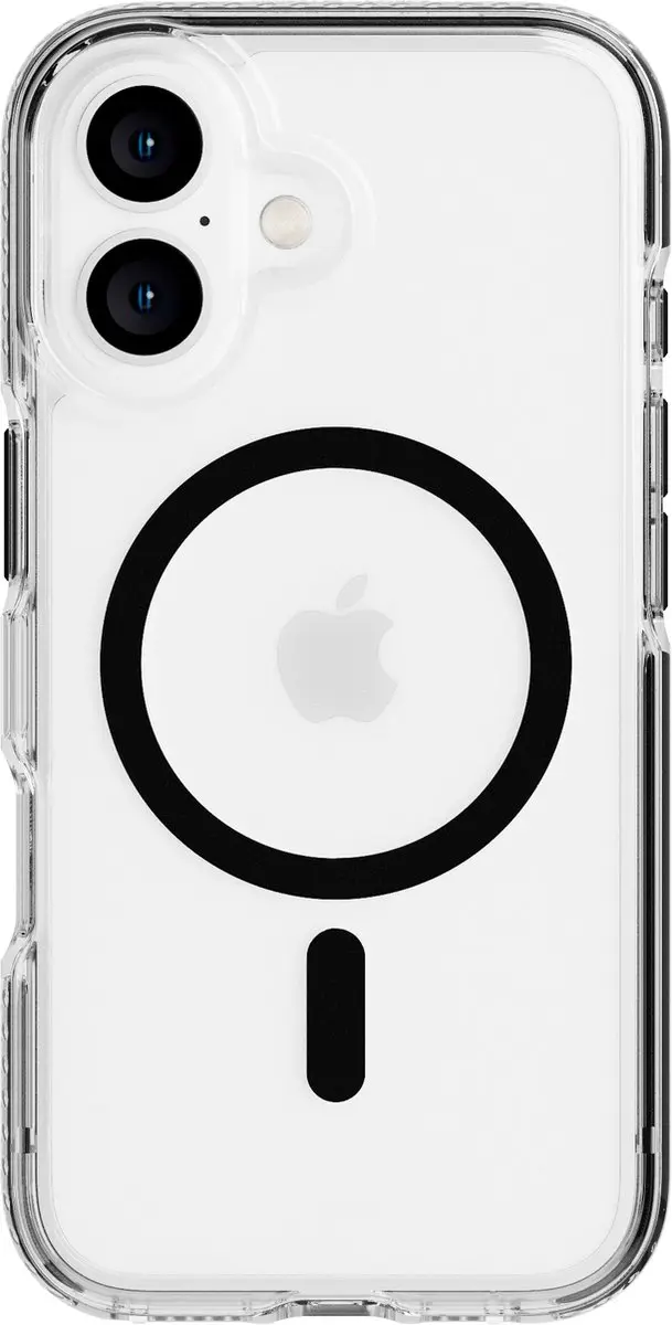 Tech21 Evo Crystal iPhone 16 Hoesje - MagSafe - 4,9m Valbestendig - Transparant/Zwart