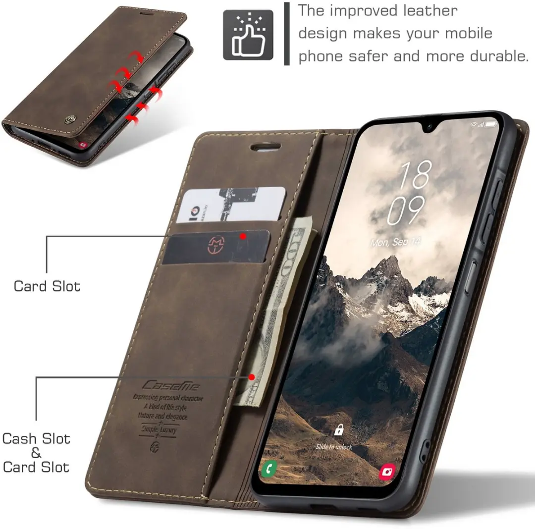 Caseme 013 Book Case Hoesje Samsung Galaxy A17 - Donkerbruin