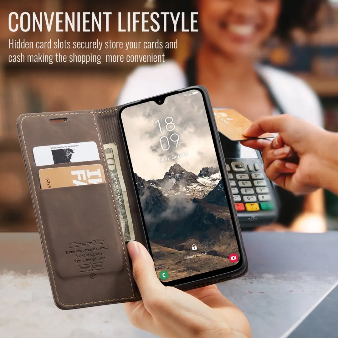 Caseme 013 Book Case Hoesje Samsung Galaxy A17 - Donkerbruin