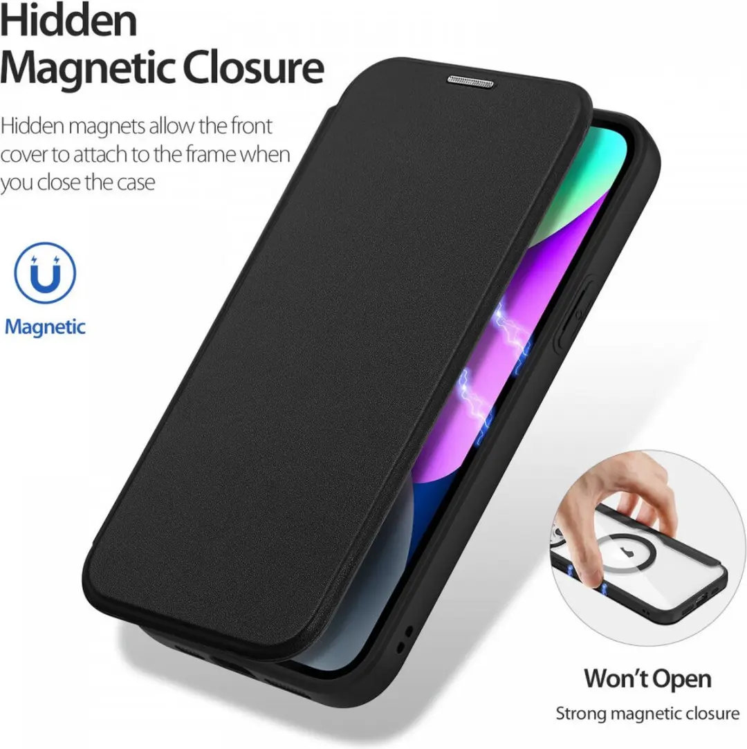 Dux Ducis iPhone 15 Hoesje Book Case - MagSafe - Zwart
