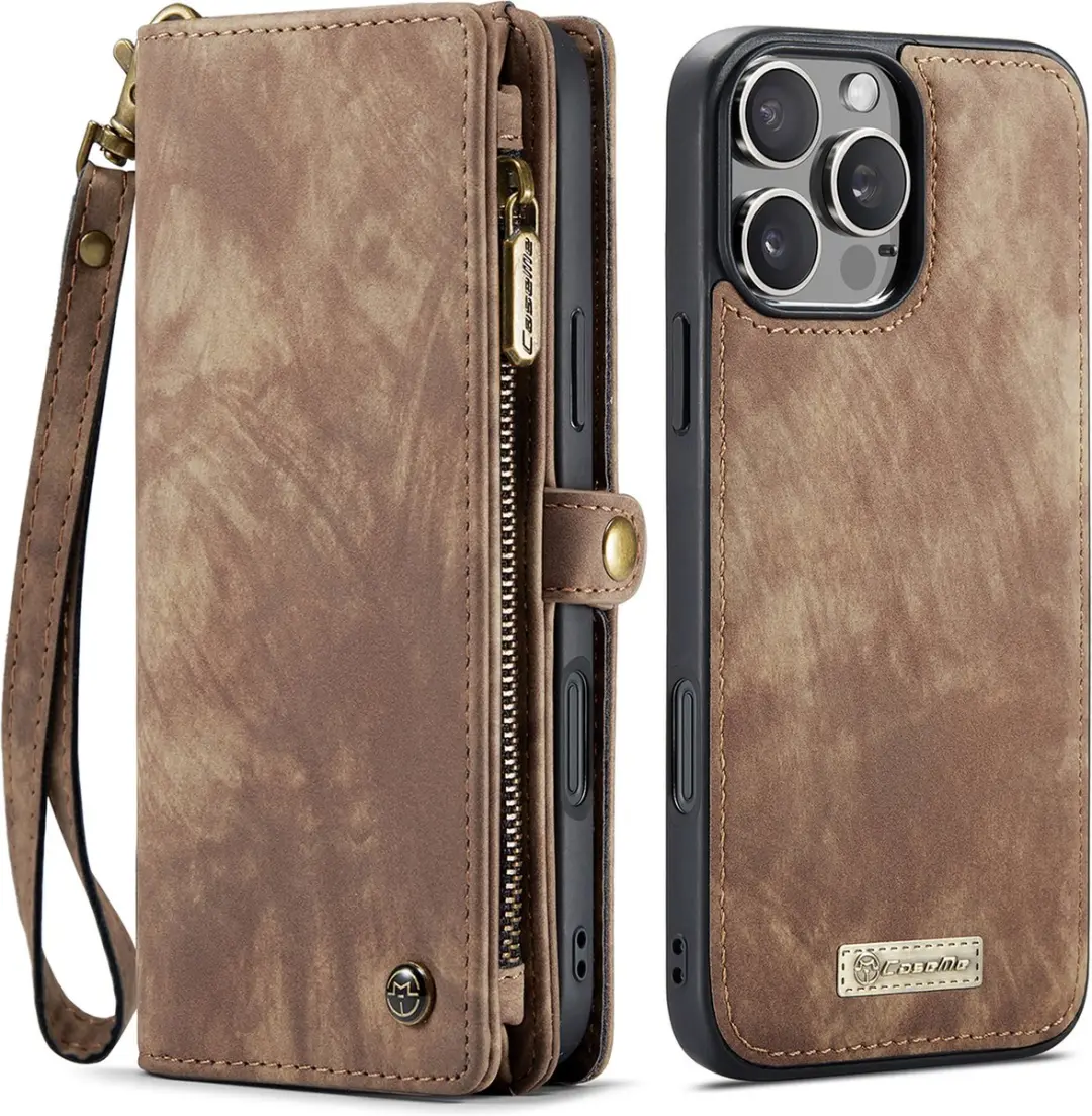 Caseme CSM-8551412 Bookcase Hoesje iPhone 16 Pro Max - Bruin