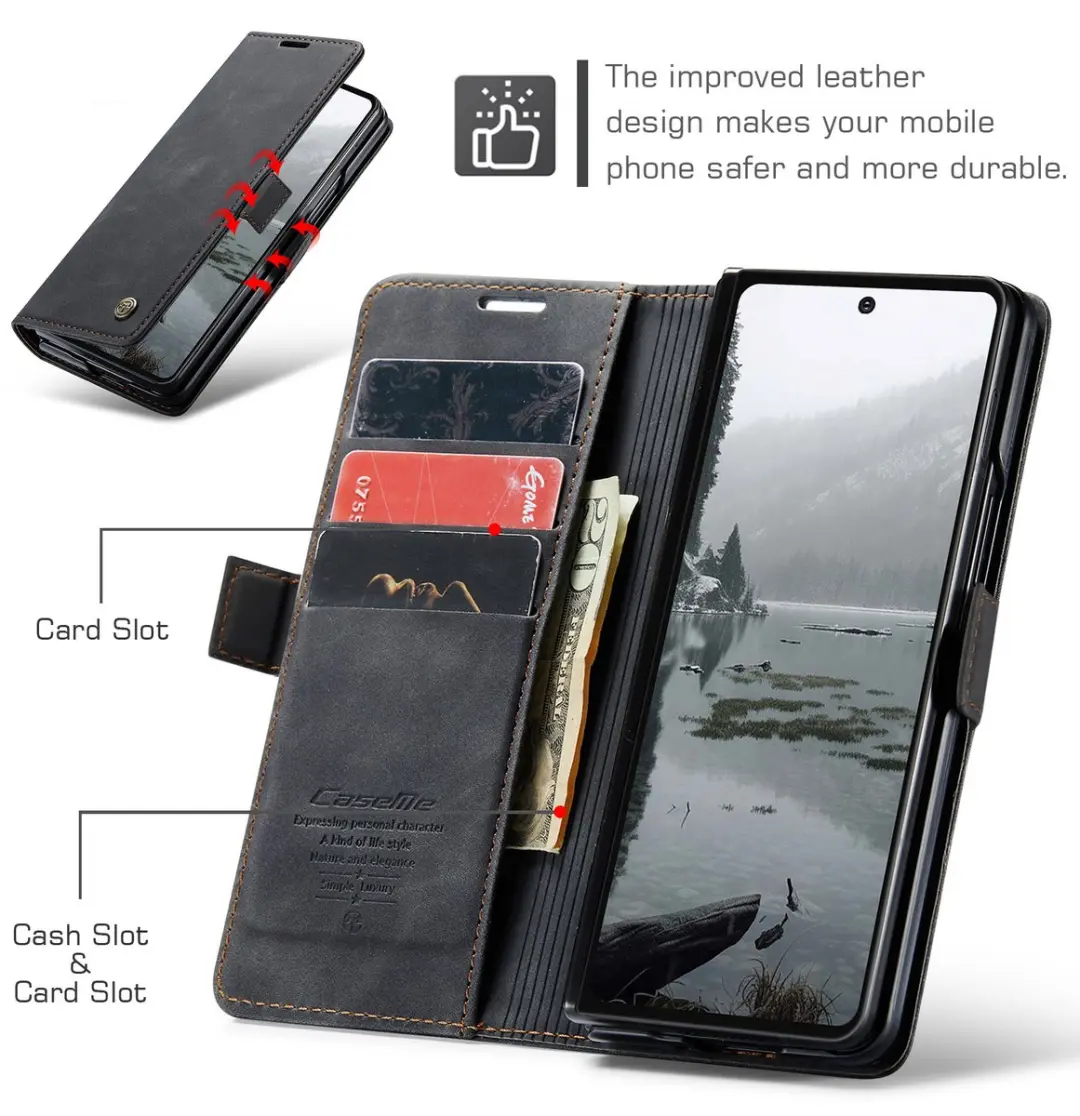 Caseme Bookcase Stand Hoes Samsung Galaxy Z Fold 7 - Zwart