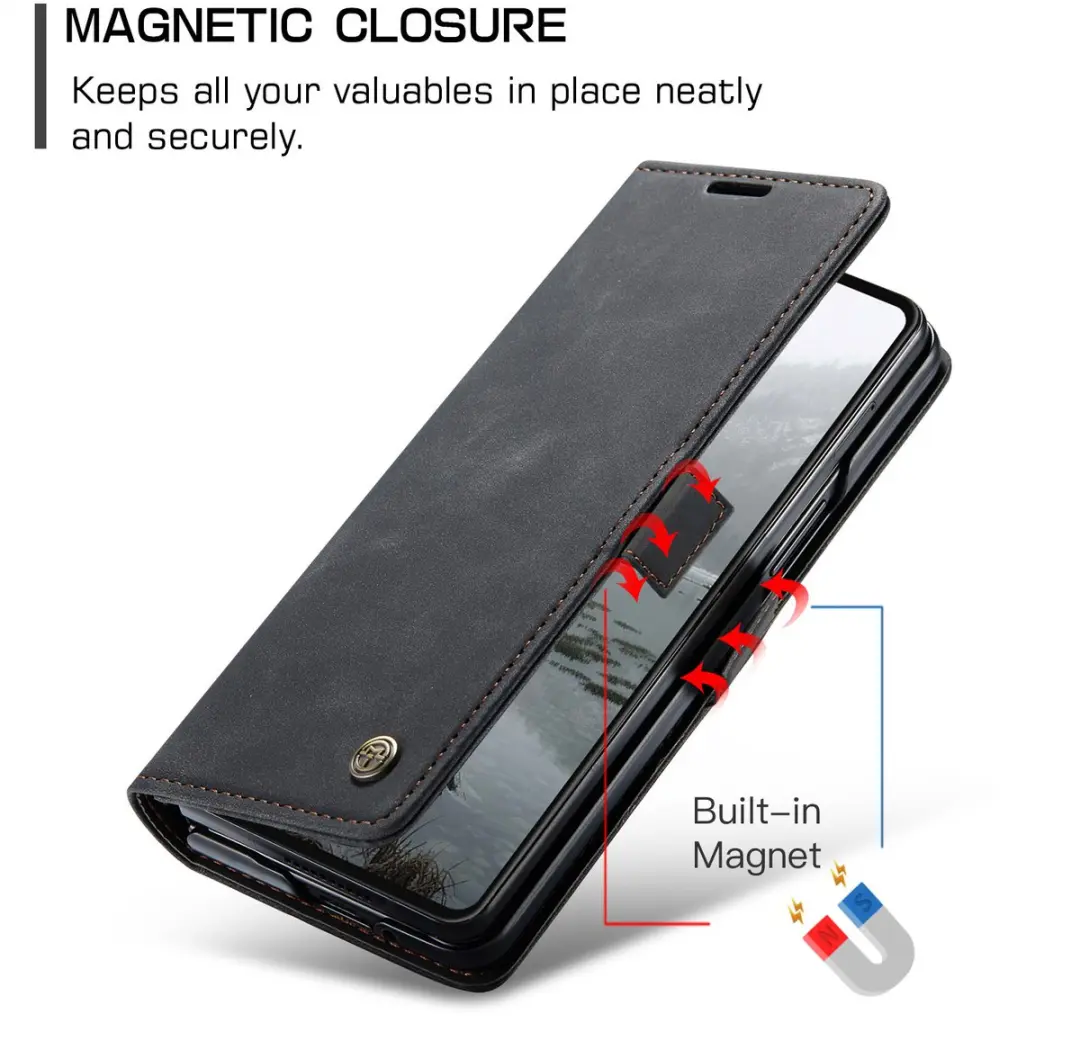 Caseme Bookcase Stand Hoes Samsung Galaxy Z Fold 7 - Zwart - afbeelding 6 van 6