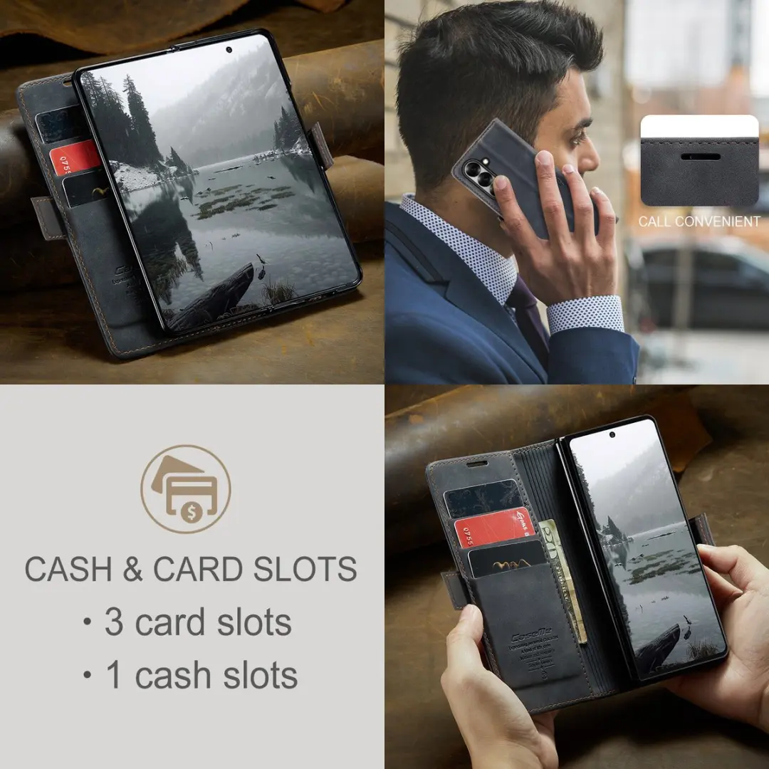 Caseme Bookcase Stand Hoes Samsung Galaxy Z Fold 7 - Zwart