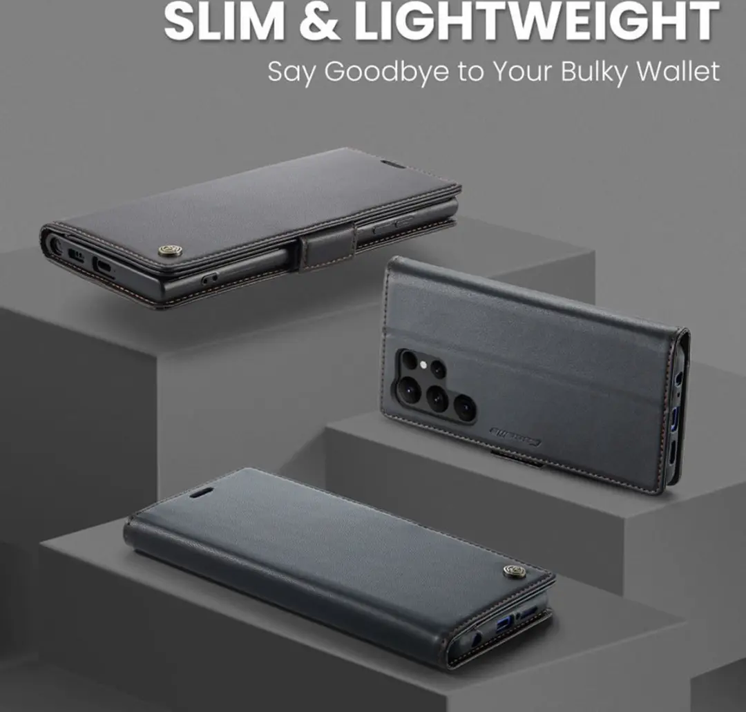 Caseme Wallet Case Samsung Galaxy S23 Ultra - RFID & Magneetsluiting - Zwart