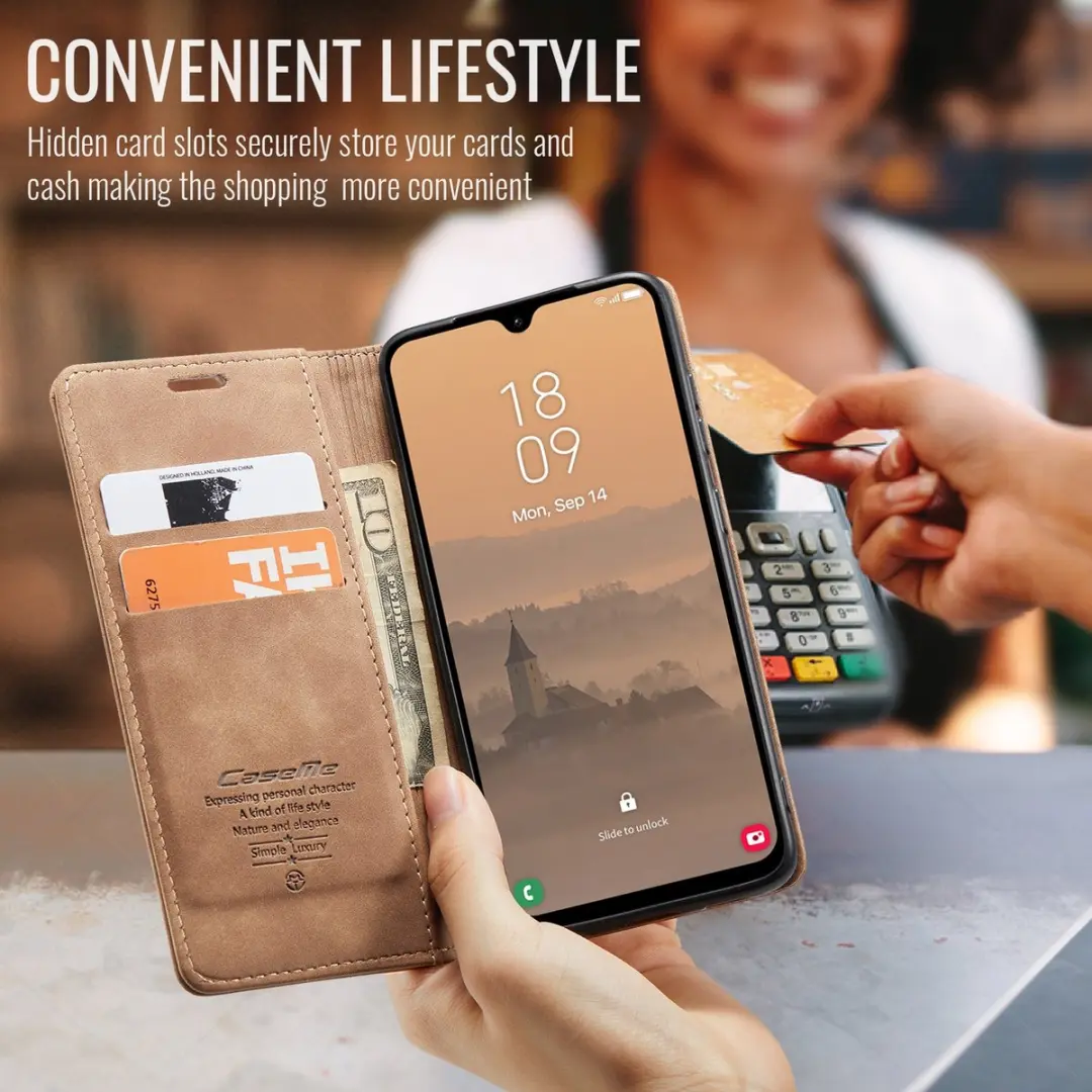 Caseme 013 Book Case Hoesje - Samsung Galaxy A37 - 2 Pasjes - Bruin