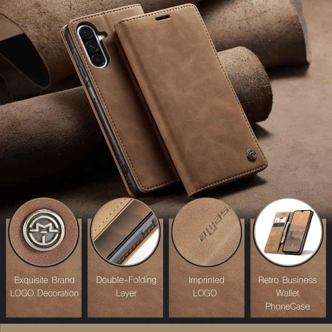 Caseme 013 Book Case Hoesje - Samsung Galaxy A37 - 2 Pasjes - Bruin