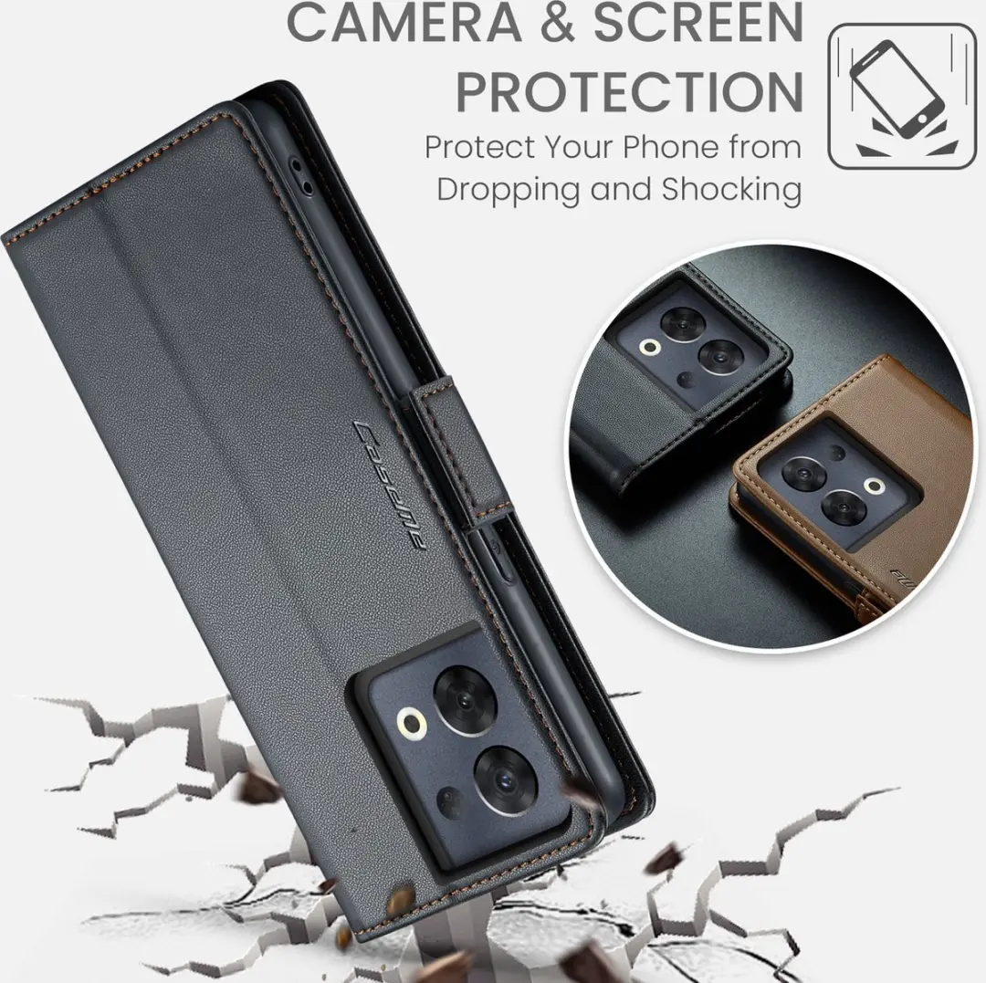 CaseMe Wallet Case OPPO Reno8 Pro - RFID Zwart