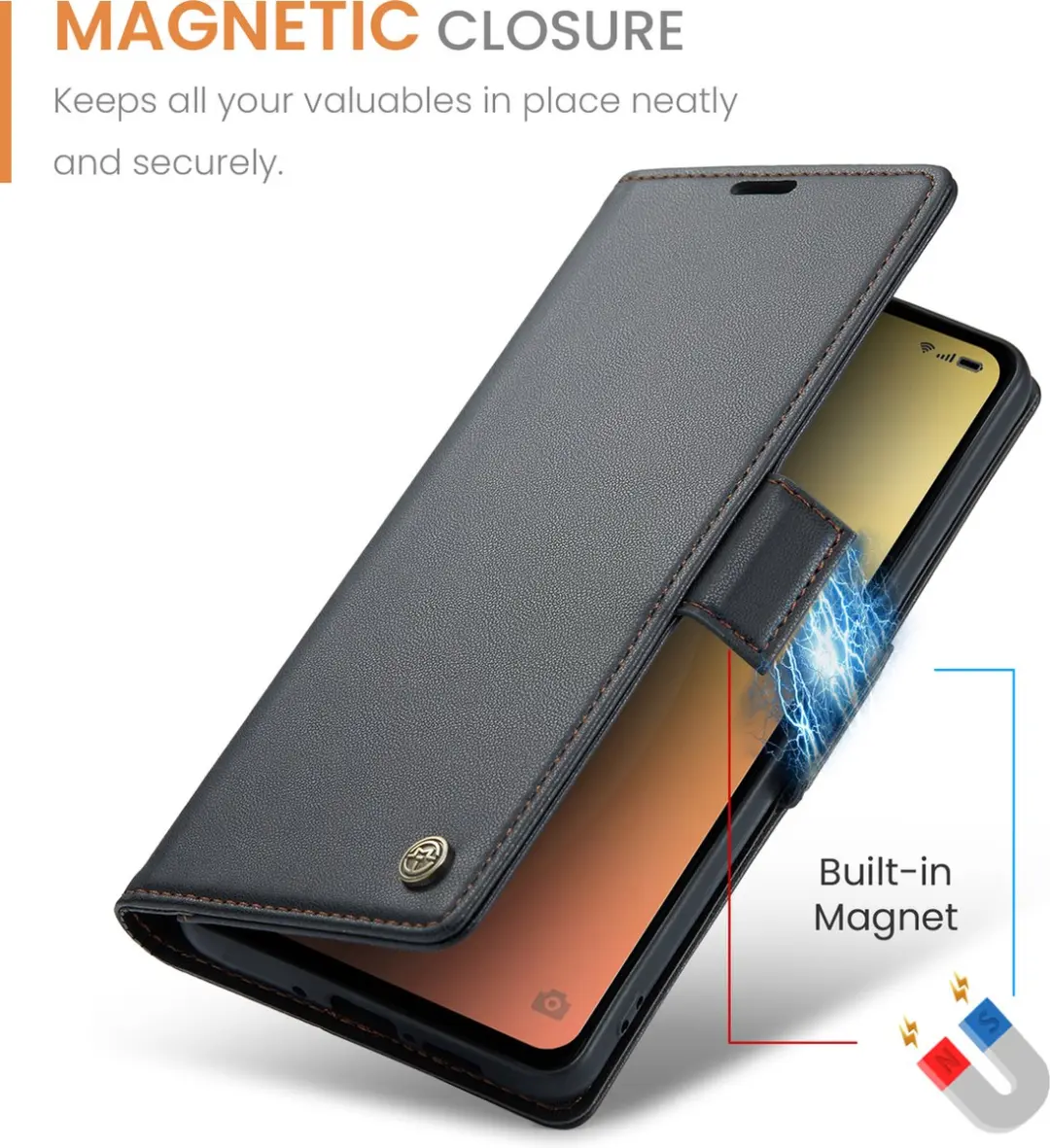 CaseMe Wallet Case OPPO Reno8 Pro - RFID Zwart - afbeelding 6 van 6