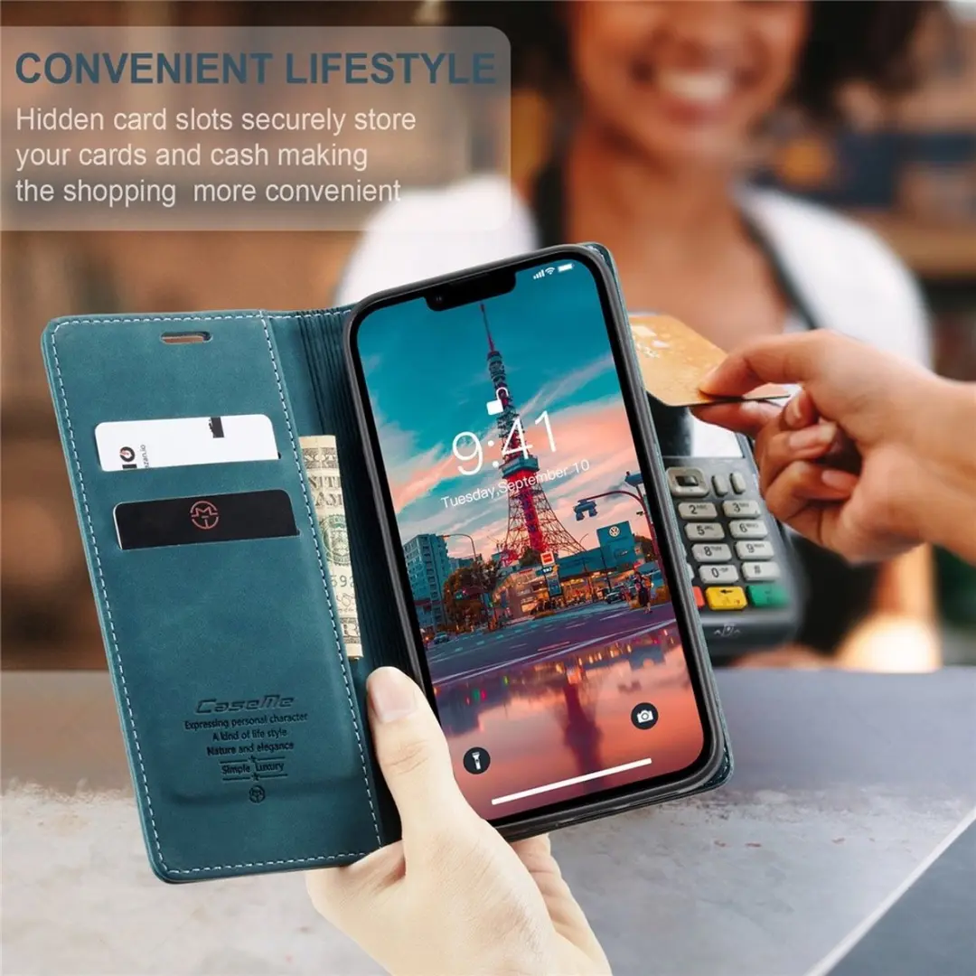 Caseme 013 Book Case iPhone 15 Hoesje - Blauw
