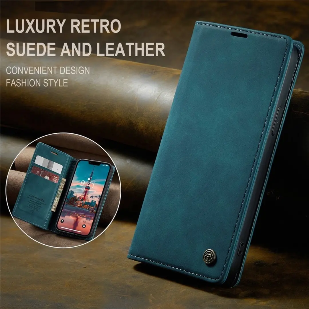 Caseme 013 Book Case iPhone 15 Hoesje - Blauw
