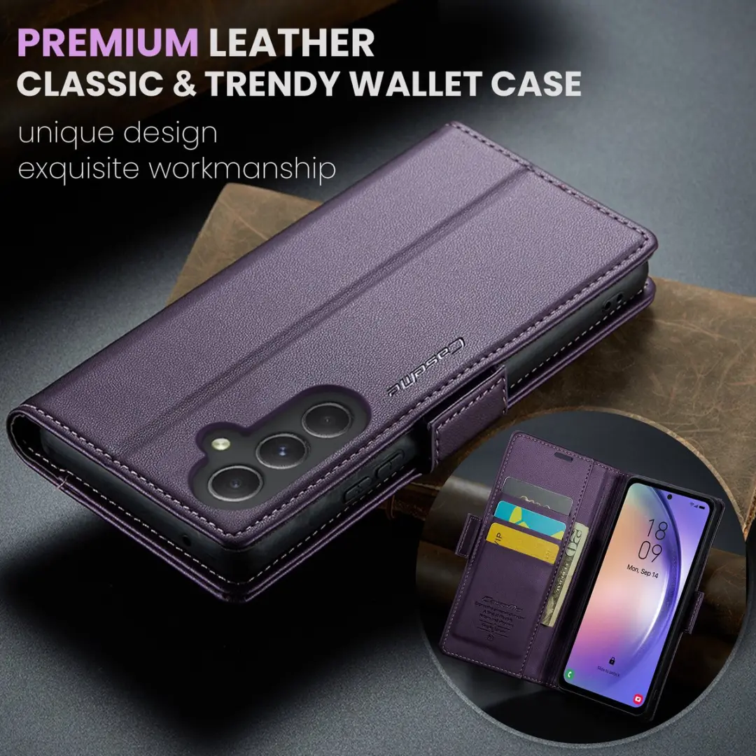 Caseme Wallet Case Samsung Galaxy A54 - RFID & Magneetsluiting - Paars