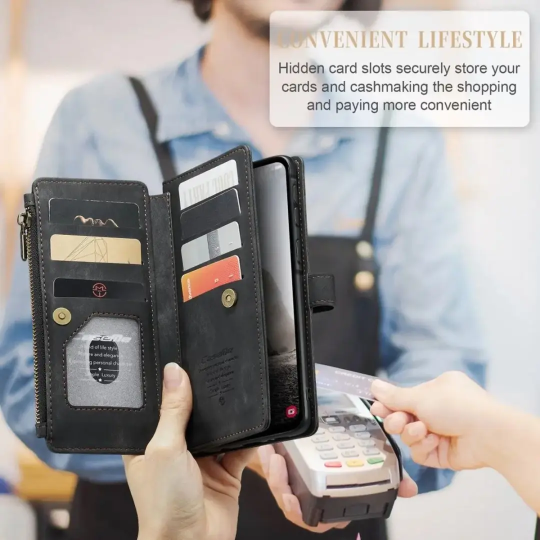 Caseme C30 Hoesje Samsung Galaxy A56 - Pasjeshouder 9 Stuks - Zwart