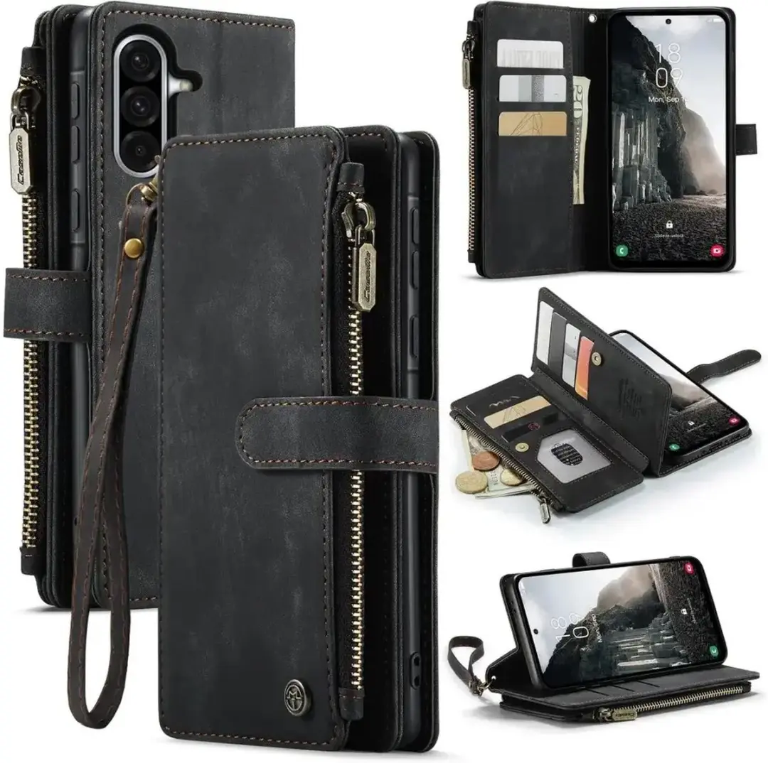 Caseme C30 Hoesje Samsung Galaxy A56 - Pasjeshouder 9 Stuks - Zwart