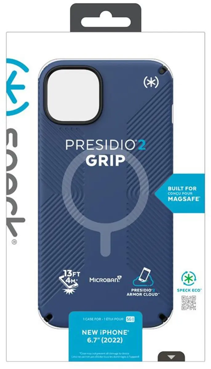 Speck Presidio2 Grip Click-Lock iPhone 15/14 Plus Hoesje - Nachtblauw