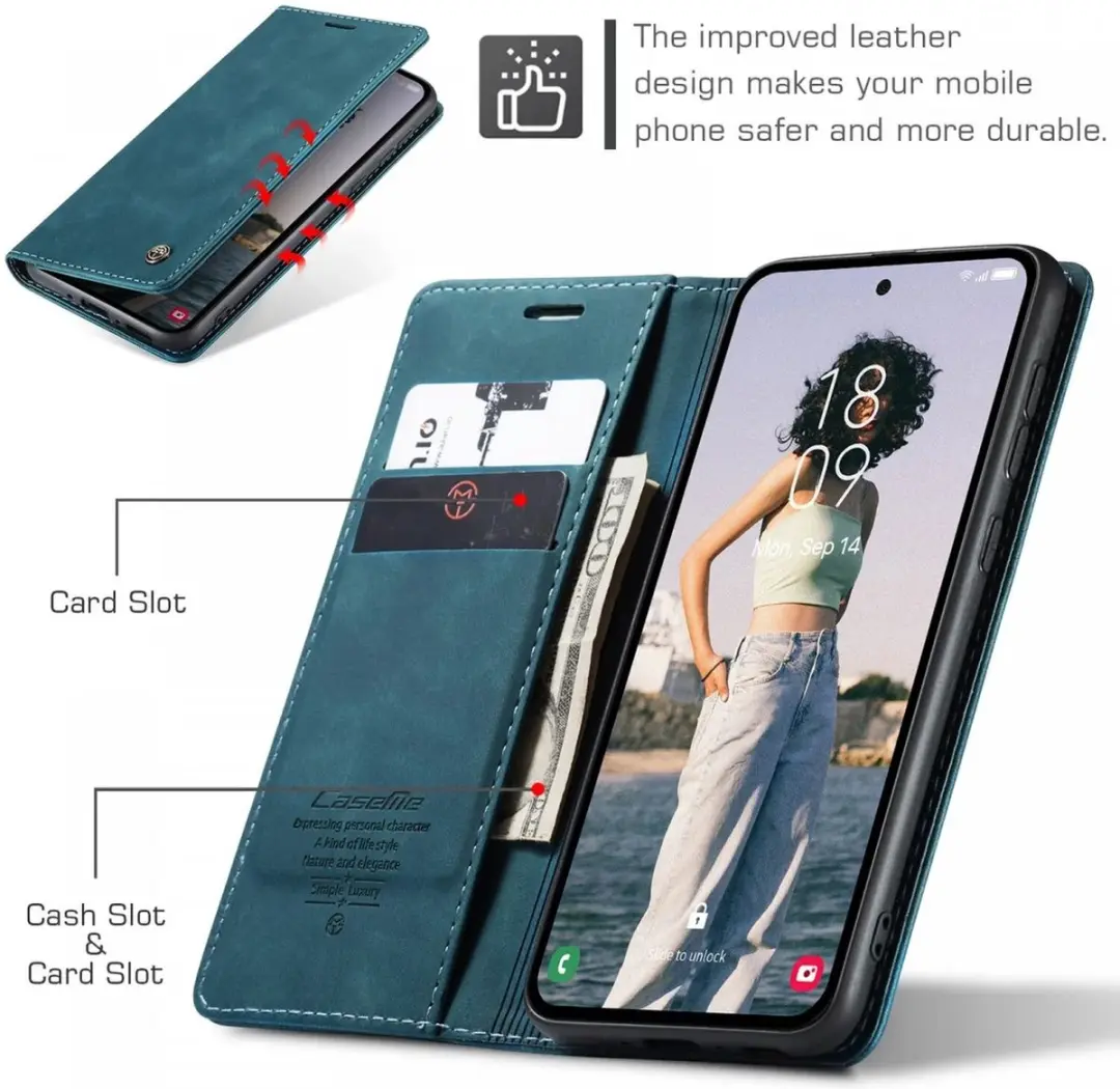 Caseme 013 Hoesje Samsung Galaxy A35 - Book Case Blauw