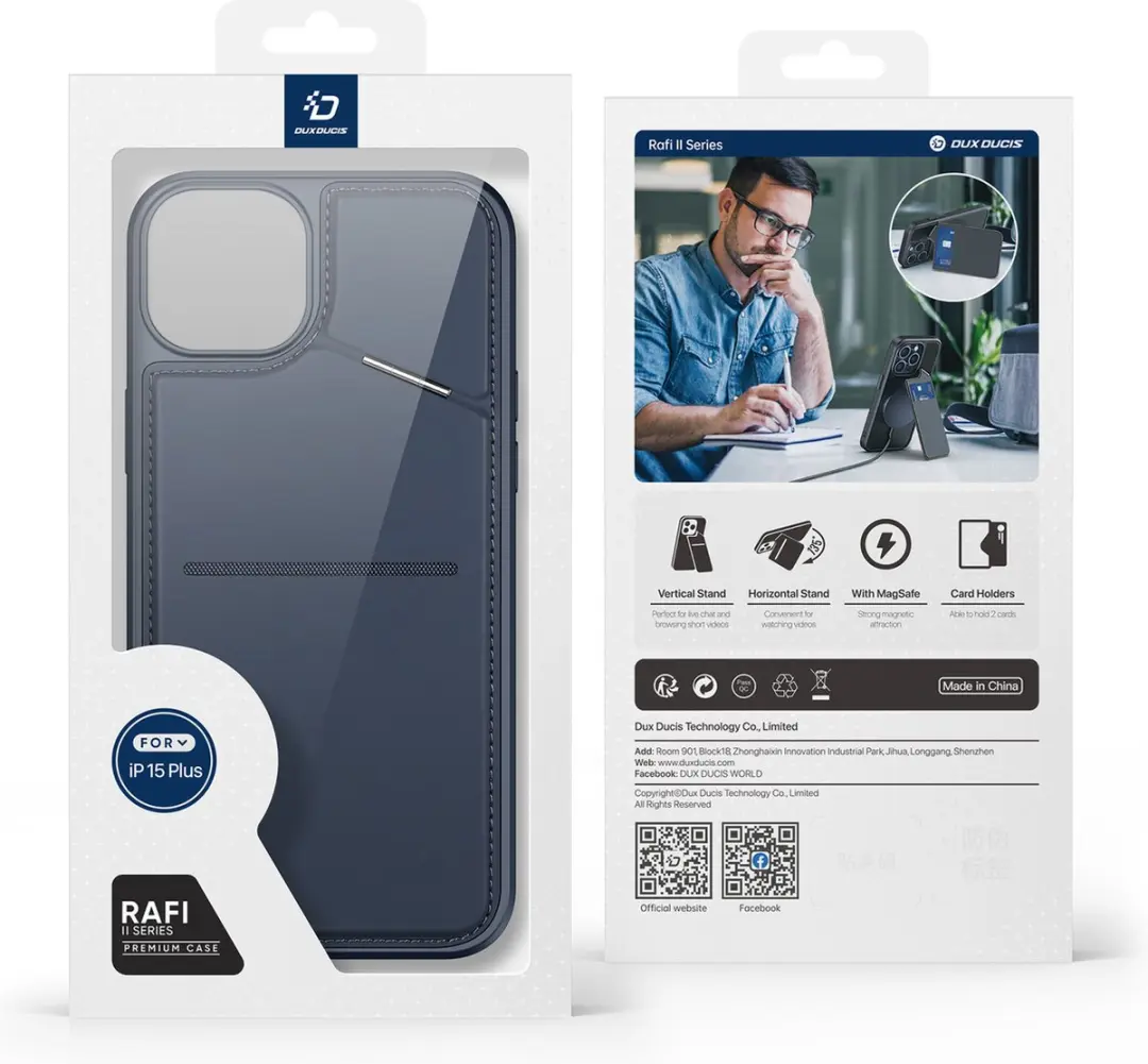 Dux Ducis Rafi Mag Series iPhone 15 Plus Hoesje - Donker Blauw