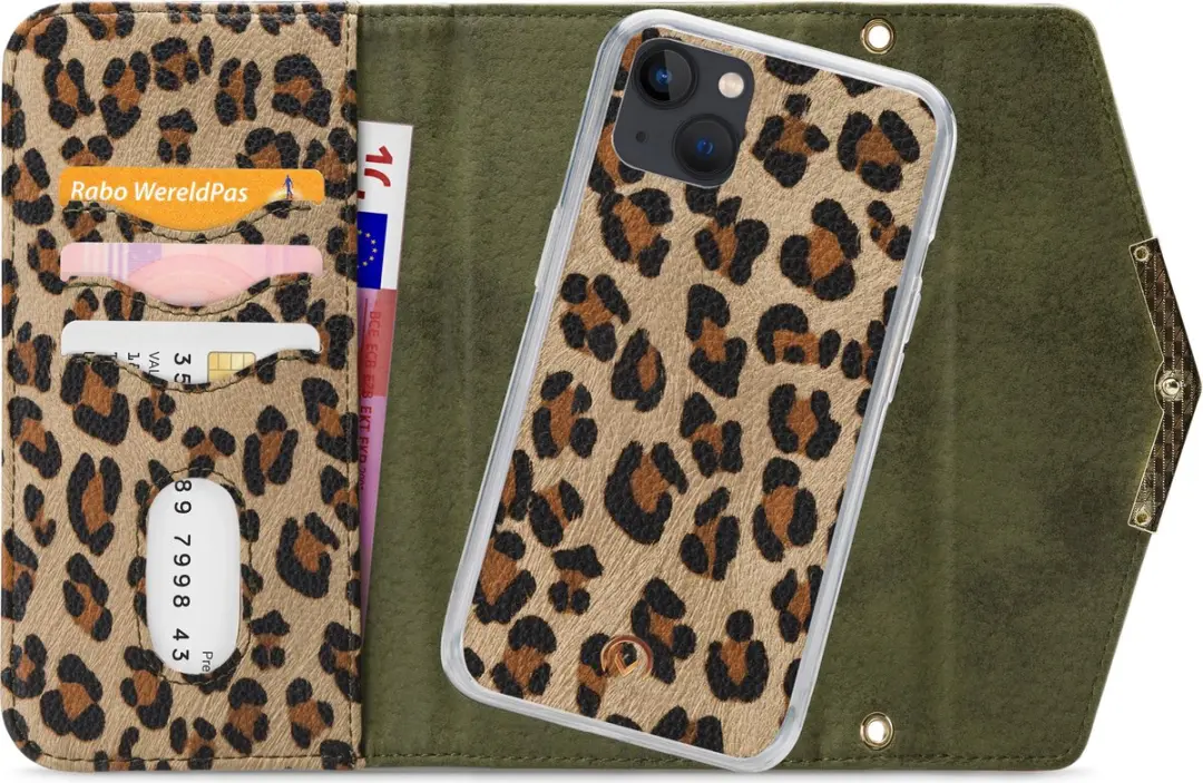 Mobilize iPhone 13 Mini Hoesje Luipaard Groen - 4 Pasjes