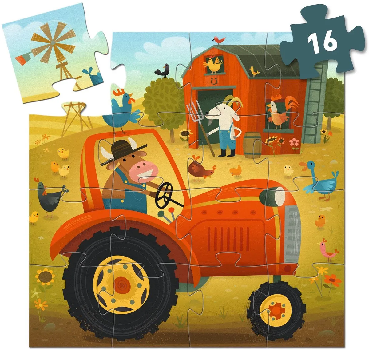 Djeco Puzzel De Tractor 16 Stuks - DJ07275