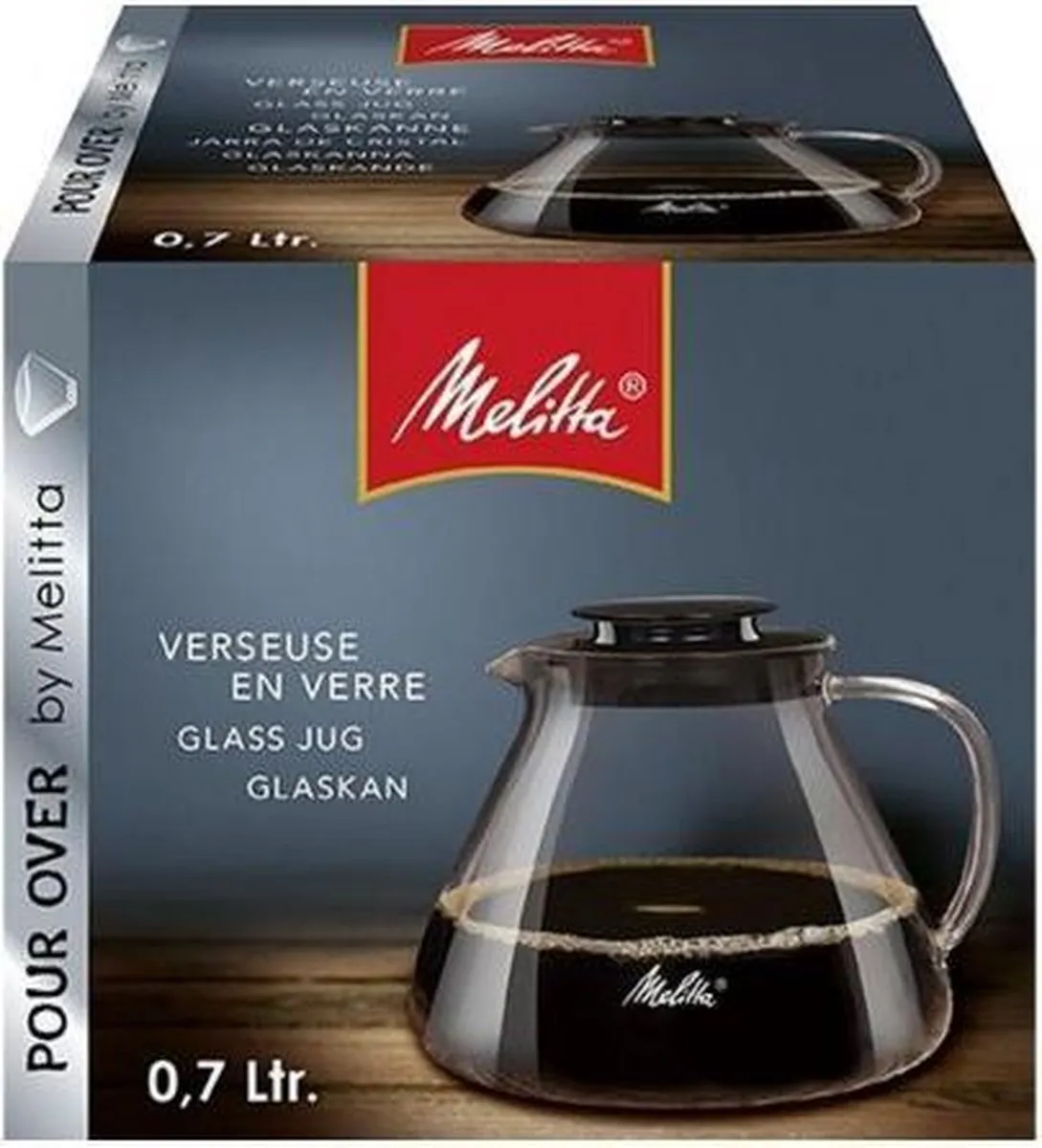 Melitta Glaskan 700ml Pour-Over Kan - Glas met zwarte deksel - afbeelding 2 van 5