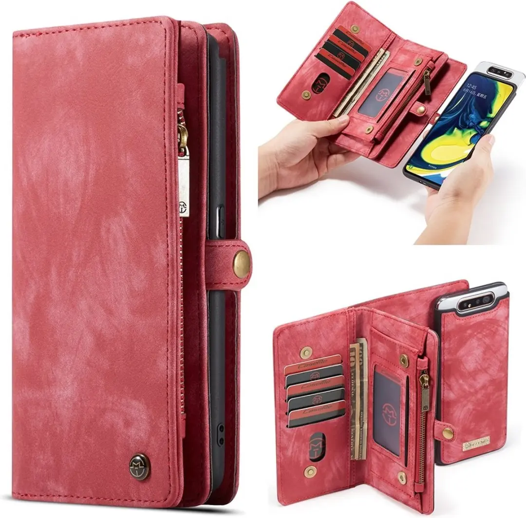 Caseme Vintage 2-in-1 Portemonneehoes Rood