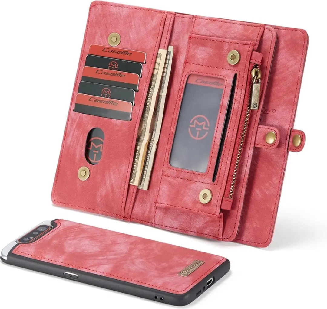 Caseme Vintage 2-in-1 Portemonneehoes Rood - Samsung Galaxy A80