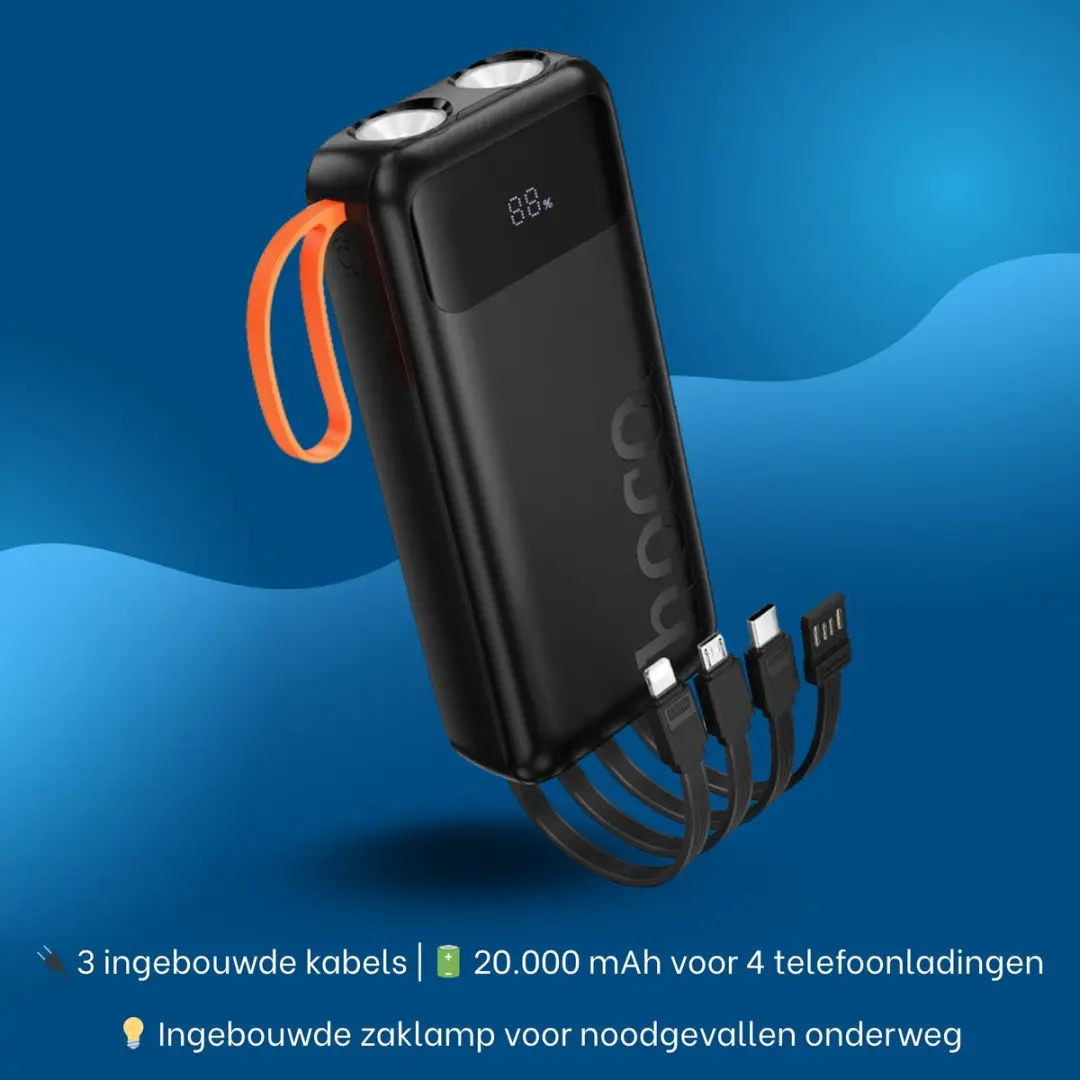 Hoco J151A Powerbank 20.000mAh - Zwart - 4x Opladen