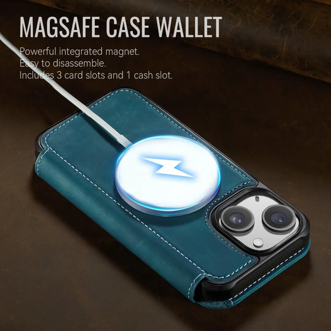 CaseMe 053 Slim Book Case iPhone 14 Hoesje - MagSafe - Blauw
