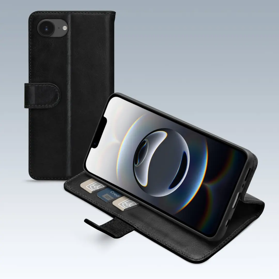 Mobilize Premium Gelly Bookcase iPhone 16e Hoesje - Pasjeshouder - Zwart