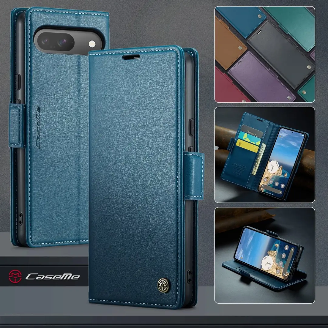 CaseMe 023 Wallet Book Hoesje - Blauw - 3 Pasjes - afbeelding 6 van 6