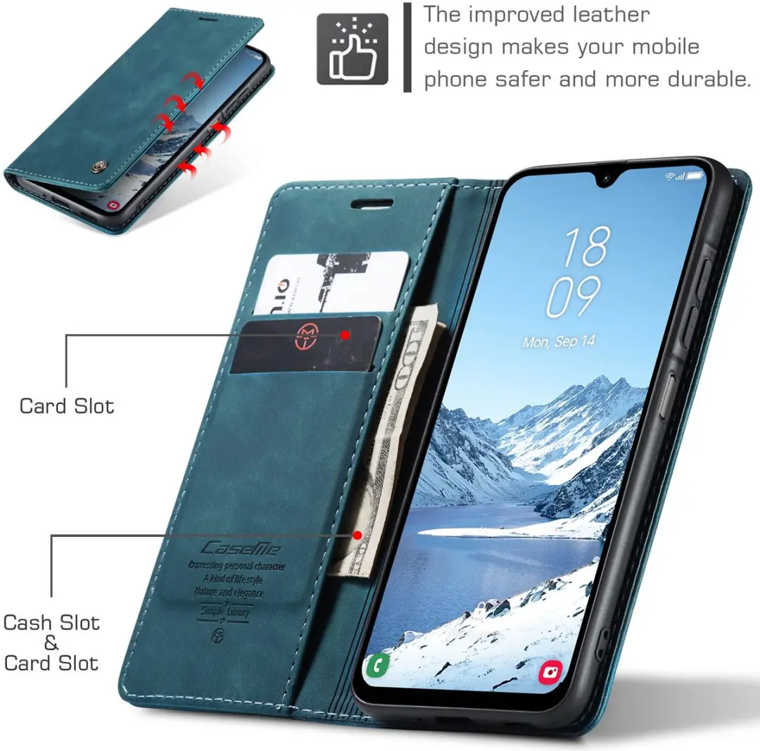 Caseme 013 Book Case Hoesje Samsung Galaxy A57 - Blauw