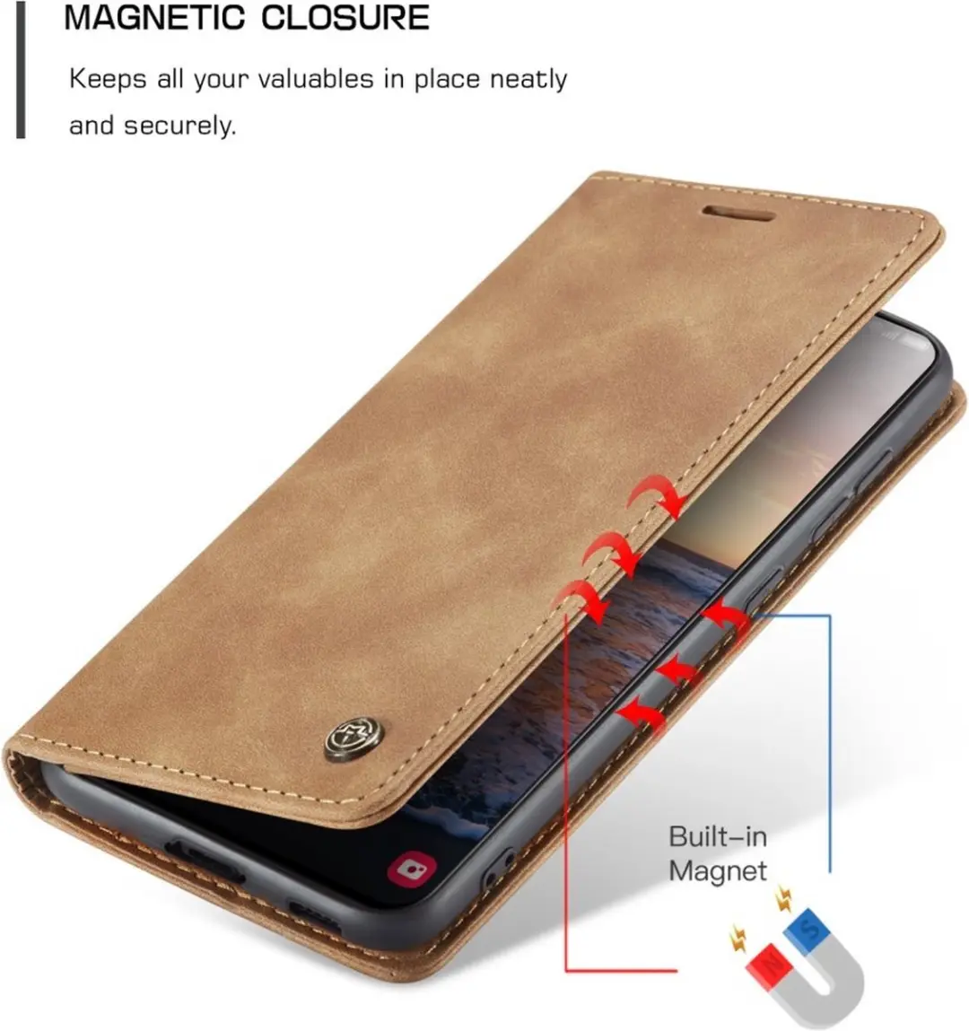 Caseme 013 Book Case Hoesje Samsung Galaxy S23 - 2 Pasjes - Bruin