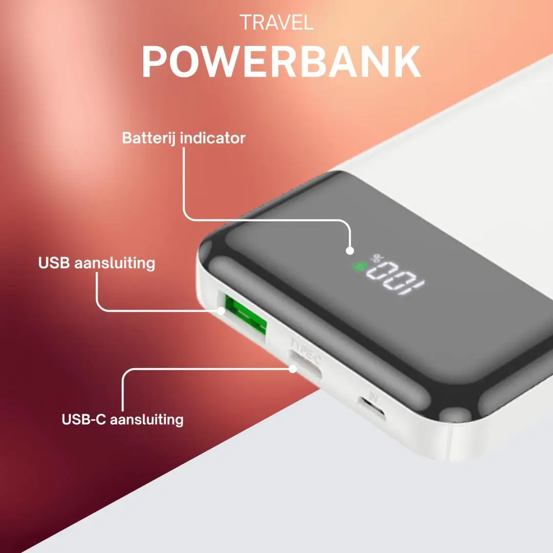 Hoco J102W Powerbank 10.000mAh - 20W PD - Wit