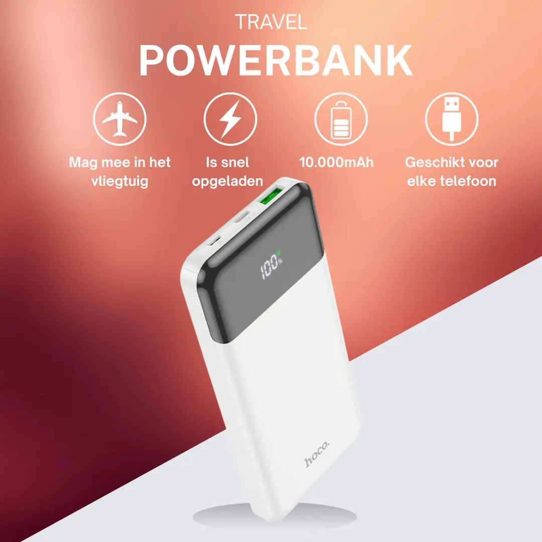 Hoco J102W Powerbank 10.000mAh - 20W PD - Wit
