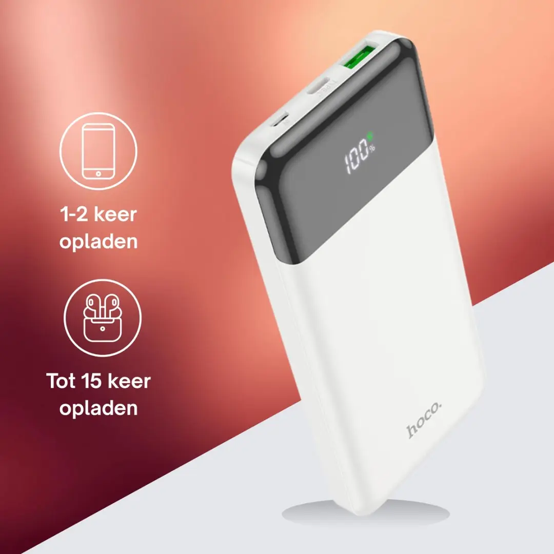 Hoco J102W Powerbank 10.000mAh - 20W PD - Wit