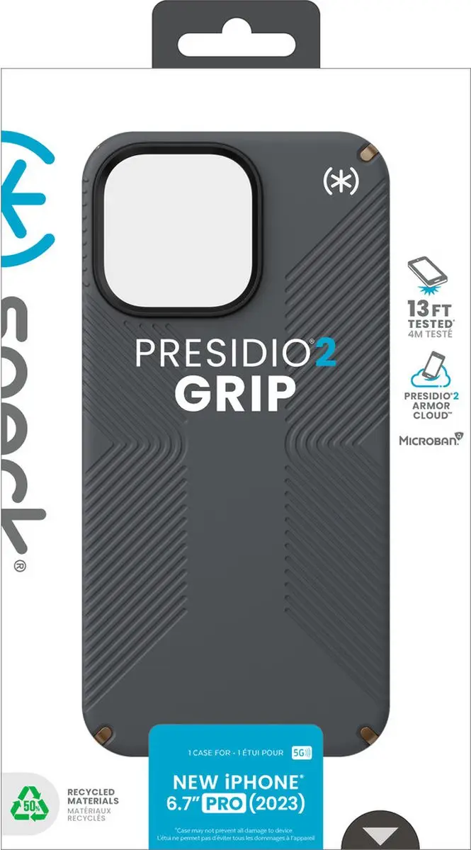 Speck Presidio2 Grip 150485-3212 Hoesje - iPhone 15 Pro Max Grijs